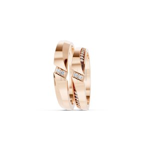 Nhẫn cưới K21 vàng hồng Rose Gold phong cách trẻ trung, nổi bật
