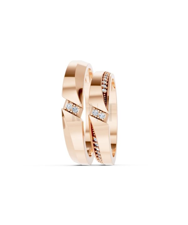 Nhẫn cưới K21 vàng hồng Rose Gold phong cách trẻ trung, nổi bật