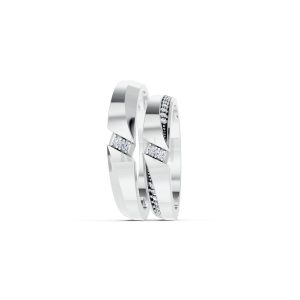 Nhẫn cưới K21 vàng trắng White Gold vàng sáng, đường nét sắc sảo, tinh tế