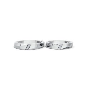 Nhẫn cưới K21 vàng trắng White Gold thiết kế trẻ trung, hiện đại