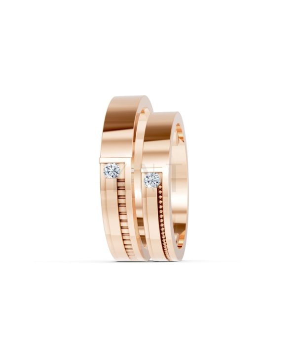 Nhẫn cưới K22 vàng hồng Rose Gold phong cách trẻ trung, nổi bật