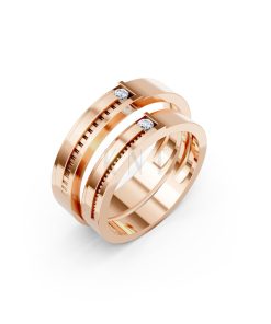 Nhẫn cưới K22 vàng hồng Rose Gold họa tiết ấn tượng, cá tính