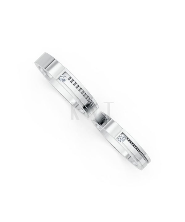 Nhẫn cưới K22 vàng trắng White Gold thiết kế trẻ trung, hiện đại