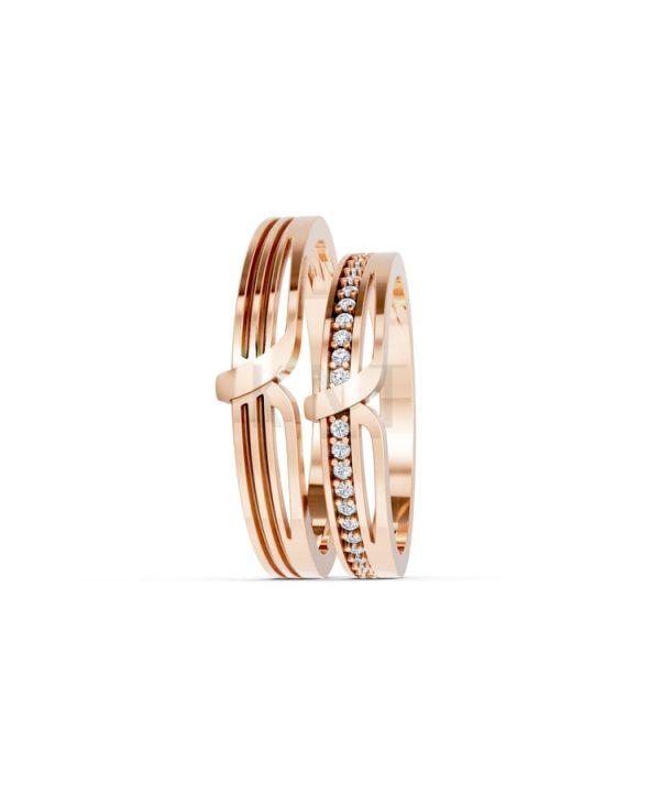 Nhẫn cưới K23 vàng hồng Rose Gold phong cách trẻ trung, nổi bật