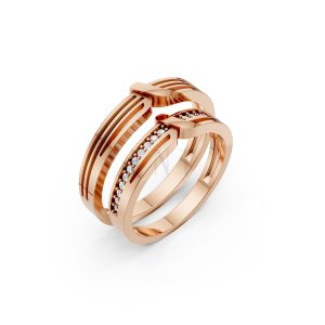 Nhẫn cưới K23 vàng hồng Rose Gold họa tiết ấn tượng, cá tính