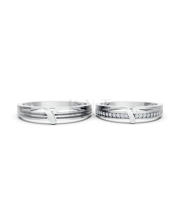 Nhẫn cưới K23 vàng trắng White Gold thiết kế trẻ trung, hiện đại