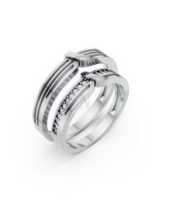 Nhẫn cưới K23 vàng trắng White Gold kiểu dáng hiện đại, nổi bật