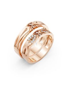 NHẪN CƯỚI K25 vàng hồng Rose Gold họa tiết ấn tượng, cá tính