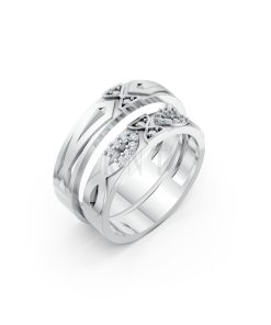 NHẪN CƯỚI K25 vàng trắng White Gold kiểu dáng hiện đại, nổi bật