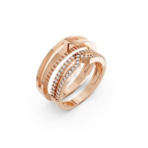Nhẫn cưới K26 vàng hồng Rose Gold họa tiết ấn tượng, cá tính