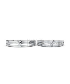 Nhẫn cưới K26 vàng trắng White Gold kiểu dáng cá tính, hiện đại