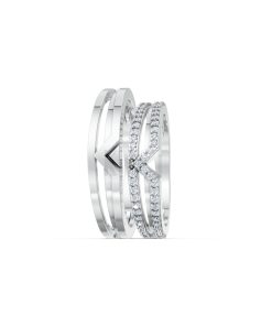 Nhẫn cưới K26 vàng trắng White Gold vàng sáng, đường nét sắc sảo, tinh tế