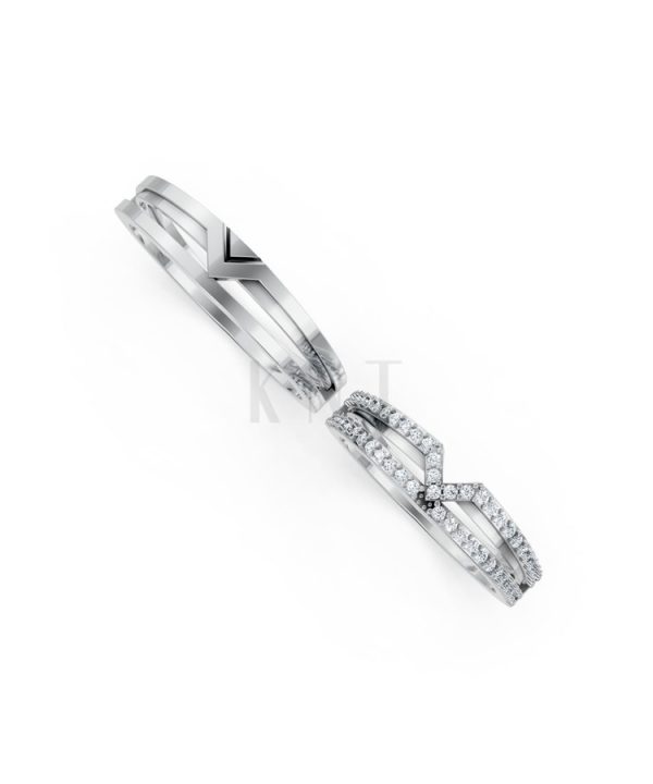 Nhẫn cưới K26 vàng trắng White Gold thiết kế trẻ trung, hiện đại