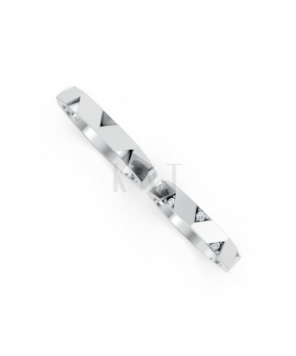 Nhẫn cưới K27 vàng trắng White Gold kiểu dáng cá tính, hiện đại