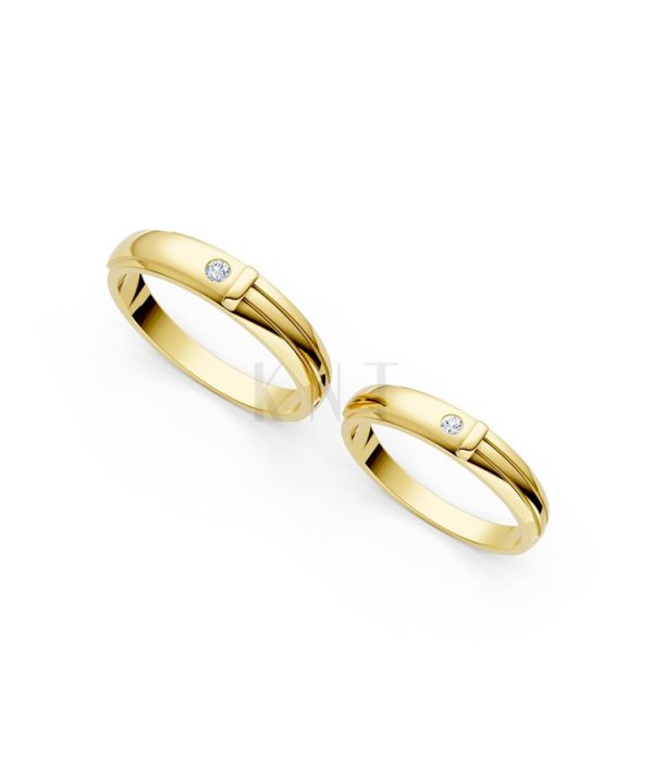 Nhẫn cưới kim cương A141 màu Vàng Gold thiết kế phá cách, sang trọng