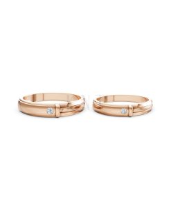 Nhẫn cưới kim cương A141 màu vàng hồng Rose Gold phong cách trẻ trung, nổi bật