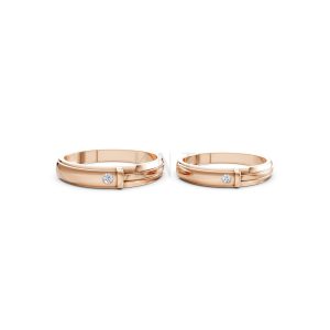 Nhẫn cưới kim cương A141 màu vàng hồng Rose Gold phong cách trẻ trung, nổi bật