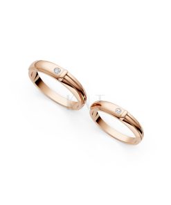 Nhẫn cưới kim cương A141 màu vàng hồng Rose Gold thiết kế đối xứng, phong cách, ấn tượng