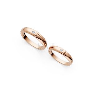Nhẫn cưới kim cương A141 màu vàng hồng Rose Gold thiết kế đối xứng, phong cách, ấn tượng