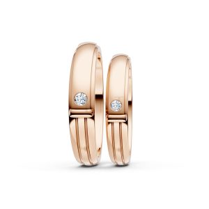 Nhẫn cưới kim cương A141 màu vàng hồng Rose Gold vàng đẹp, họa tiết hình học, độc đáo