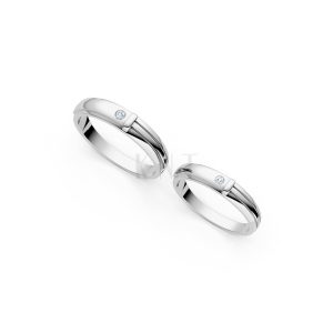 Nhẫn cưới kim cương A141 màu vàng trắng White Gold kiểu dáng cá tính, hiện đại