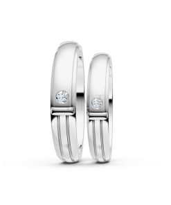 Nhẫn cưới kim cương A141 màu vàng trắng White Gold vàng sáng, đường nét sắc sảo, tinh tế