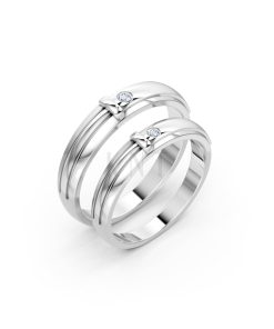 Nhẫn cưới kim cương A141 màu vàng trắng White Gold kiểu dáng hiện đại, nổi bật