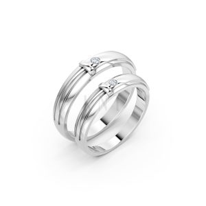 Nhẫn cưới kim cương A141 màu vàng trắng White Gold kiểu dáng hiện đại, nổi bật