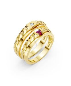 Nhẫn cưới kim cương F313 Vàng Gold thiết kế tinh tế, sang trọng