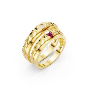 Nhẫn cưới kim cương F313 Vàng Gold thiết kế tinh tế, sang trọng