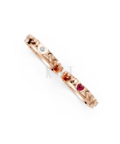 Nhẫn cưới kim cương F313 vàng hồng Rose Gold thiết kế đối xứng, phong cách, ấn tượng