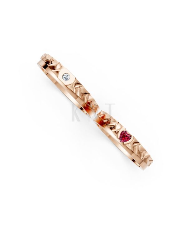 Nhẫn cưới kim cương F313 vàng hồng Rose Gold thiết kế đối xứng, phong cách, ấn tượng