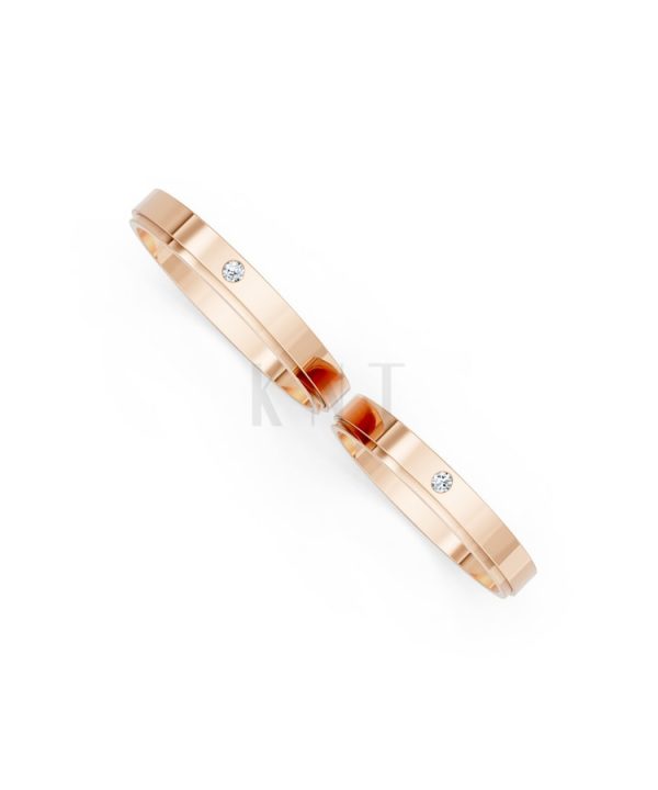 Nhẫn cưới kim cương TG5 vàng hồng Rose Gold phong cách trẻ trung, nổi bật