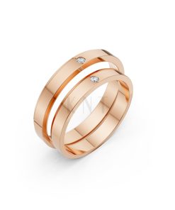Nhẫn cưới kim cương TG5 vàng hồng Rose Gold họa tiết ấn tượng, cá tính