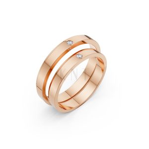 Nhẫn cưới kim cương TG5 vàng hồng Rose Gold họa tiết ấn tượng, cá tính