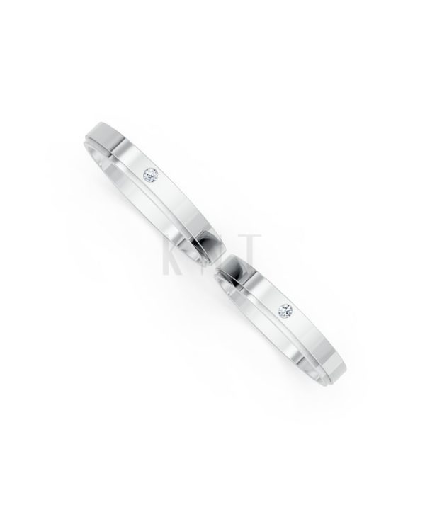 Nhẫn cưới kim cương TG5 vàng trắng White Gold kiểu dáng cá tính, hiện đại