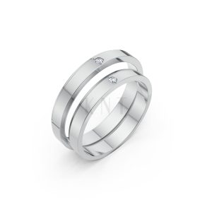 Nhẫn cưới kim cương TG5 vàng trắng White Gold kiểu dáng hiện đại, nổi bật