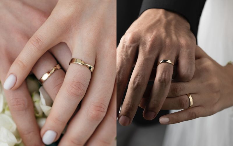 Nhẫn cưới và nhẫn cầu hôn được làm từ vàng 10K