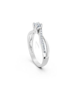 NHẪN ĐÍNH HÔN – R7 vàng trắng White Gold vàng sáng, đường nét sắc sảo, tinh tế