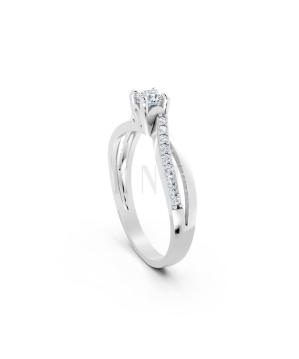 NHẪN ĐÍNH HÔN – R7 vàng trắng White Gold vàng sáng, đường nét sắc sảo, tinh tế