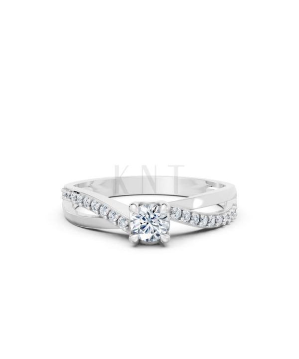 NHẪN ĐÍNH HÔN – R7 vàng trắng White Gold thiết kế trẻ trung, hiện đại