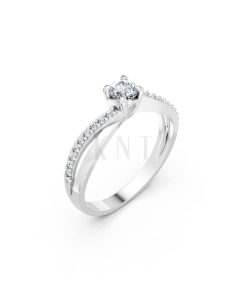 NHẪN ĐÍNH HÔN – R7 vàng trắng White Gold kiểu dáng hiện đại, nổi bật