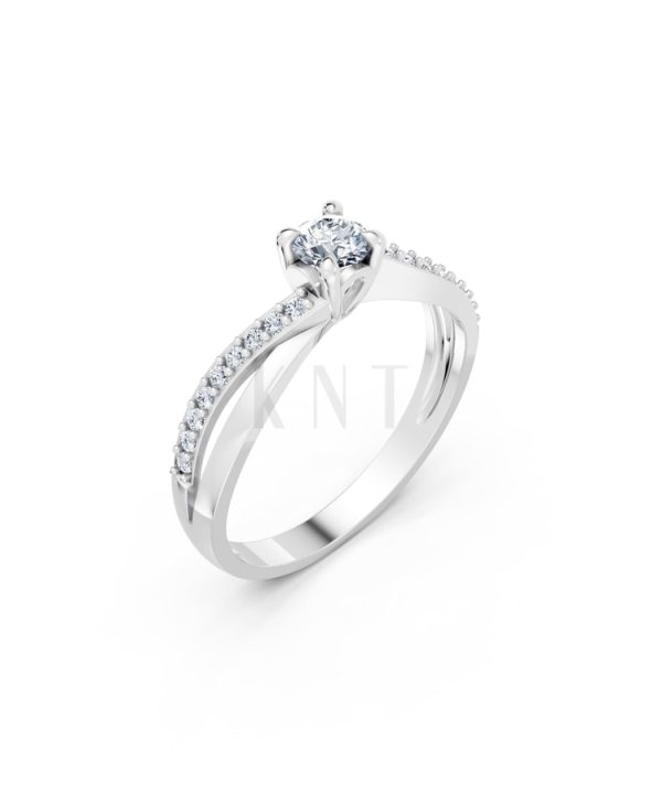 NHẪN ĐÍNH HÔN – R7 vàng trắng White Gold kiểu dáng hiện đại, nổi bật