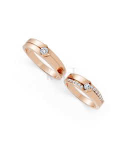 Nhẫn cưới S13 vàng hồng Rose Gold vàng đẹp, kiểu dáng trẻ trung, độc đáo