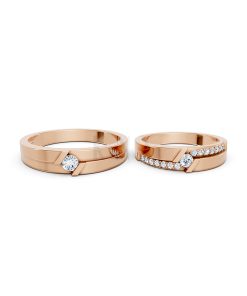 Nhẫn cưới S13 vàng hồng Rose Gold thiết kế đối xứng, phong cách, ấn tượng