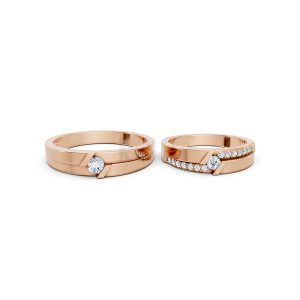 Nhẫn cưới S13 vàng hồng Rose Gold thiết kế đối xứng, phong cách, ấn tượng