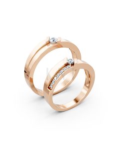 Nhẫn cưới S13 vàng hồng Rose Gold họa tiết ấn tượng, cá tính