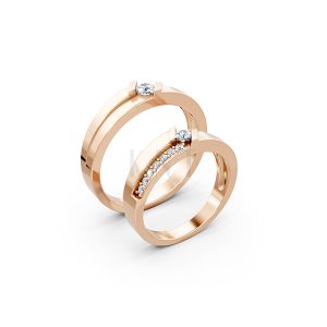 Nhẫn cưới S13 vàng hồng Rose Gold họa tiết ấn tượng, cá tính