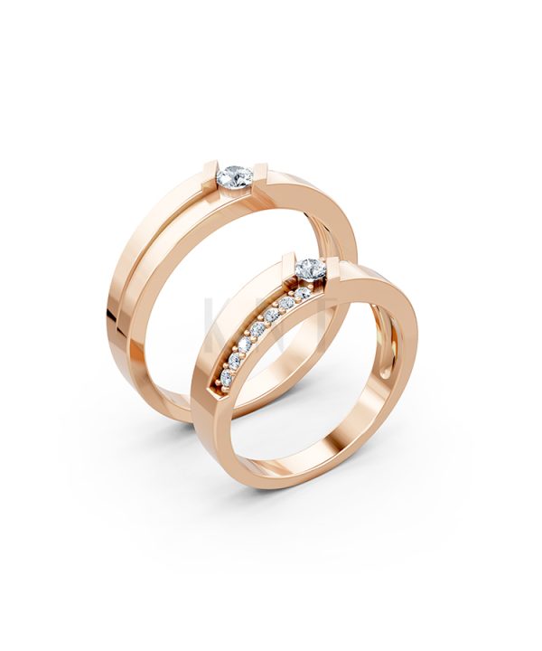 Nhẫn cưới S13 vàng hồng Rose Gold họa tiết ấn tượng, cá tính