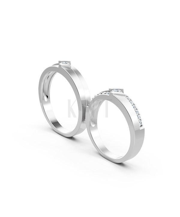 Nhẫn cưới S13 vàng trắng White Gold vàng sáng, đường nét sắc sảo, tinh tế